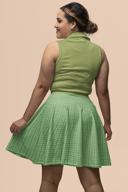 Lucky and Stylish: Four Leaf Clover Tartan Women's Skater Skirt on Croigormllc.com