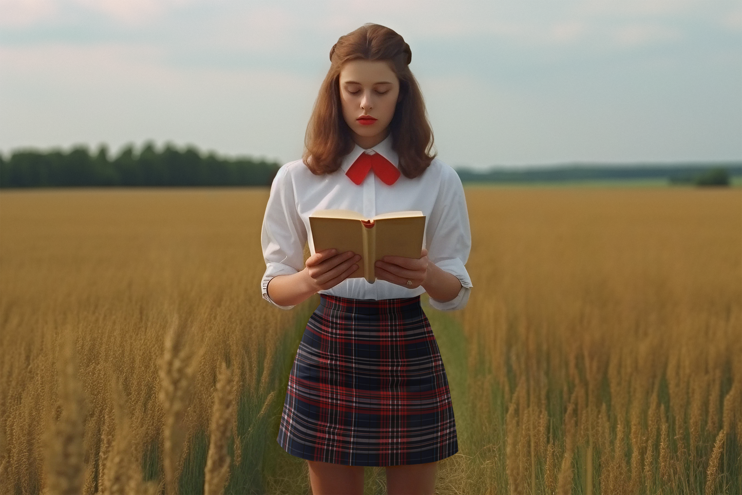 Classic Red Tartan Women's Skater Skirt - Made in the USA