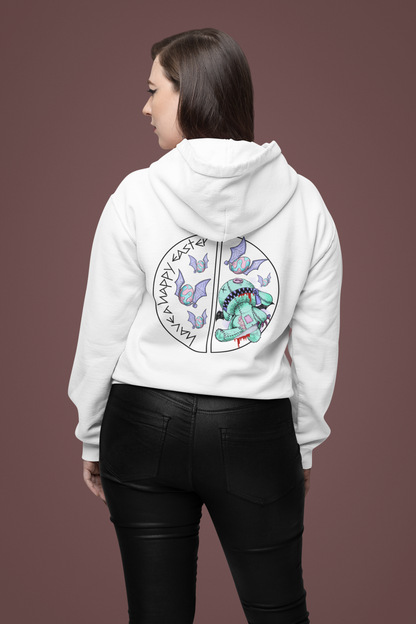 Skeleton Easter Bunny Unisex College Hoodie | Custom Art Sweatshirt | Multiple Colors Available
