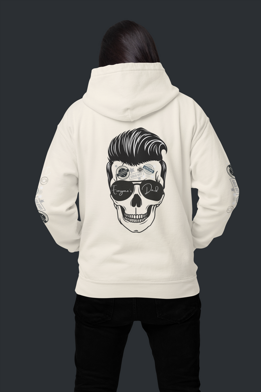 Skull Sunglasses Hoodie — Retro Pompadour Skull Pullover