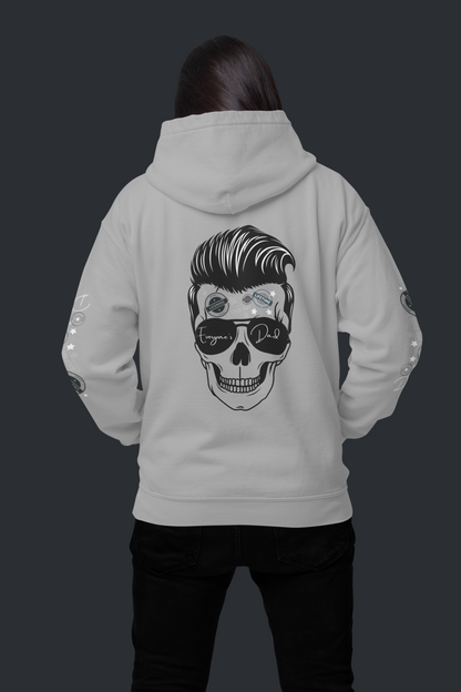 Skull Sunglasses Hoodie — Retro Pompadour Skull Pullover