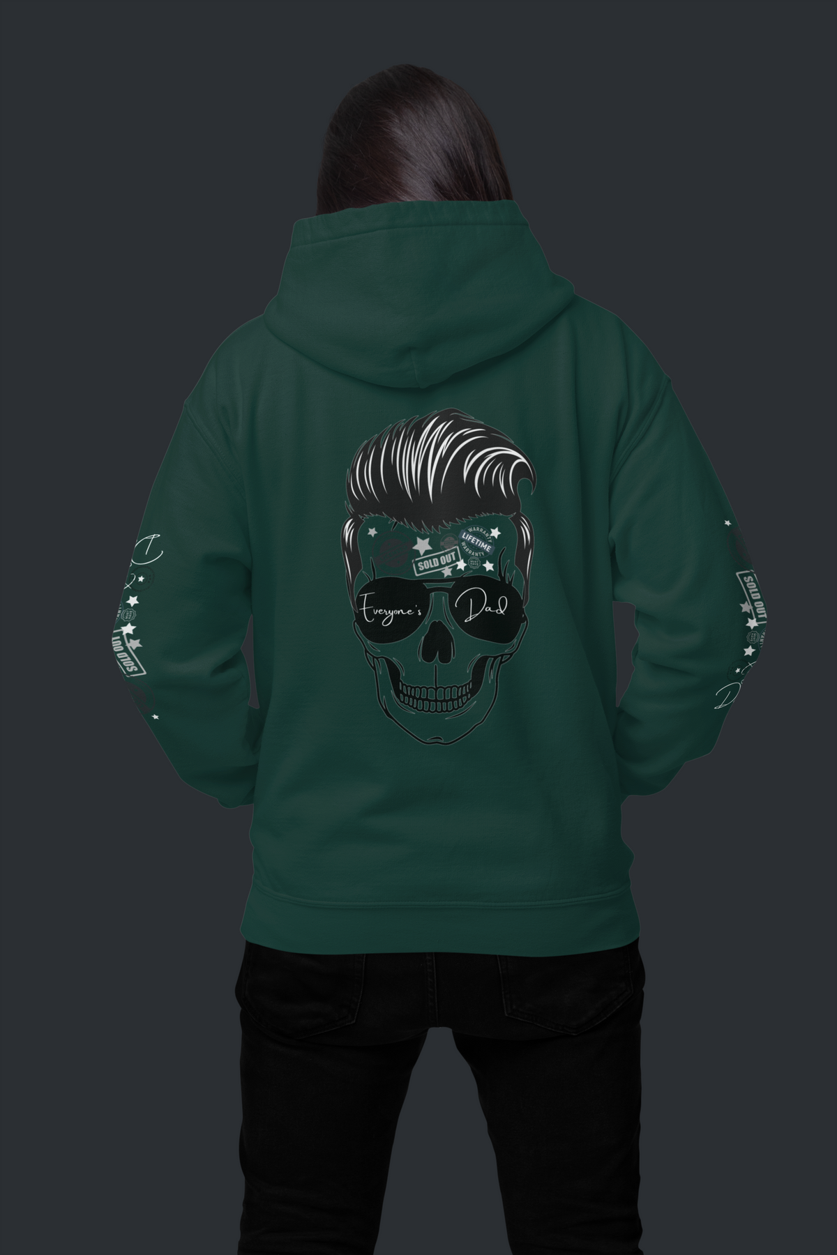 Skull Sunglasses Hoodie — Retro Pompadour Skull Pullover