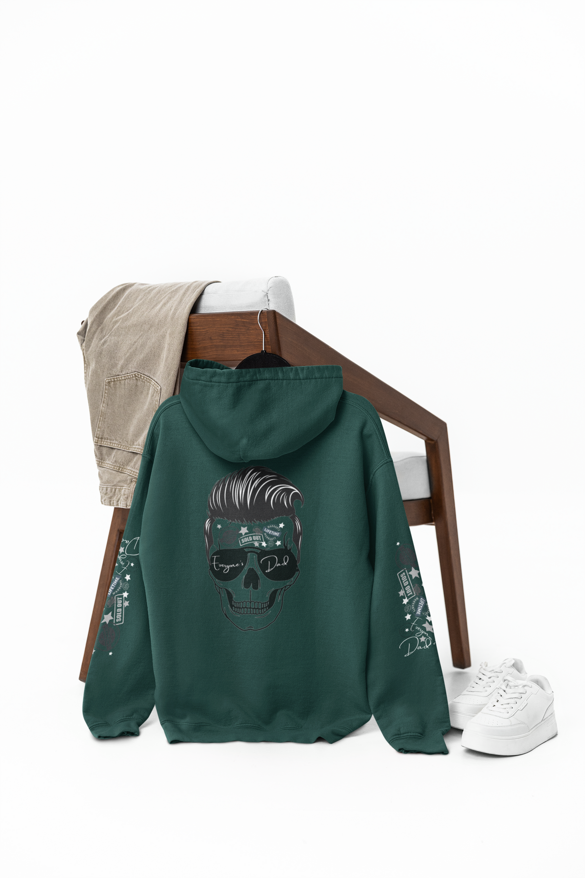 Skull Sunglasses Hoodie — Retro Pompadour Skull Pullover