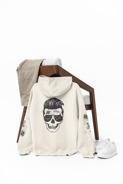 Skull Sunglasses Hoodie — Retro Pompadour Skull Pullover
