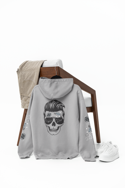 Skull Sunglasses Hoodie — Retro Pompadour Skull Pullover