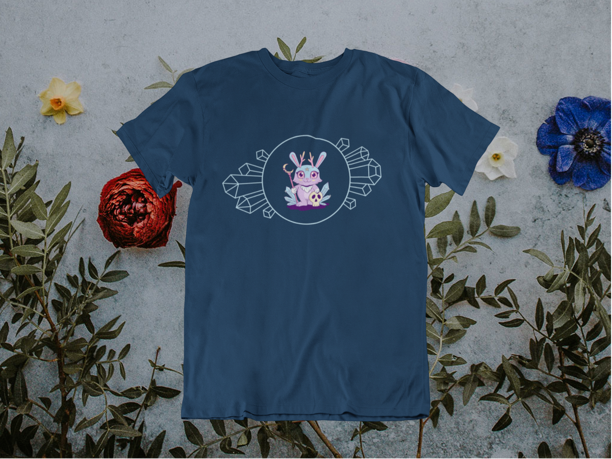 Pastel Jackalope with Crystals Youth Tee | Cute Cryptid Design