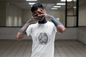 Anatomical Brain Illustration T-Shirt | Geometric Circle, Handwritten Script