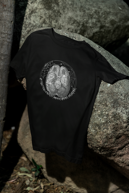 Anatomical Brain Illustration T-Shirt | Geometric Circle, Handwritten Script