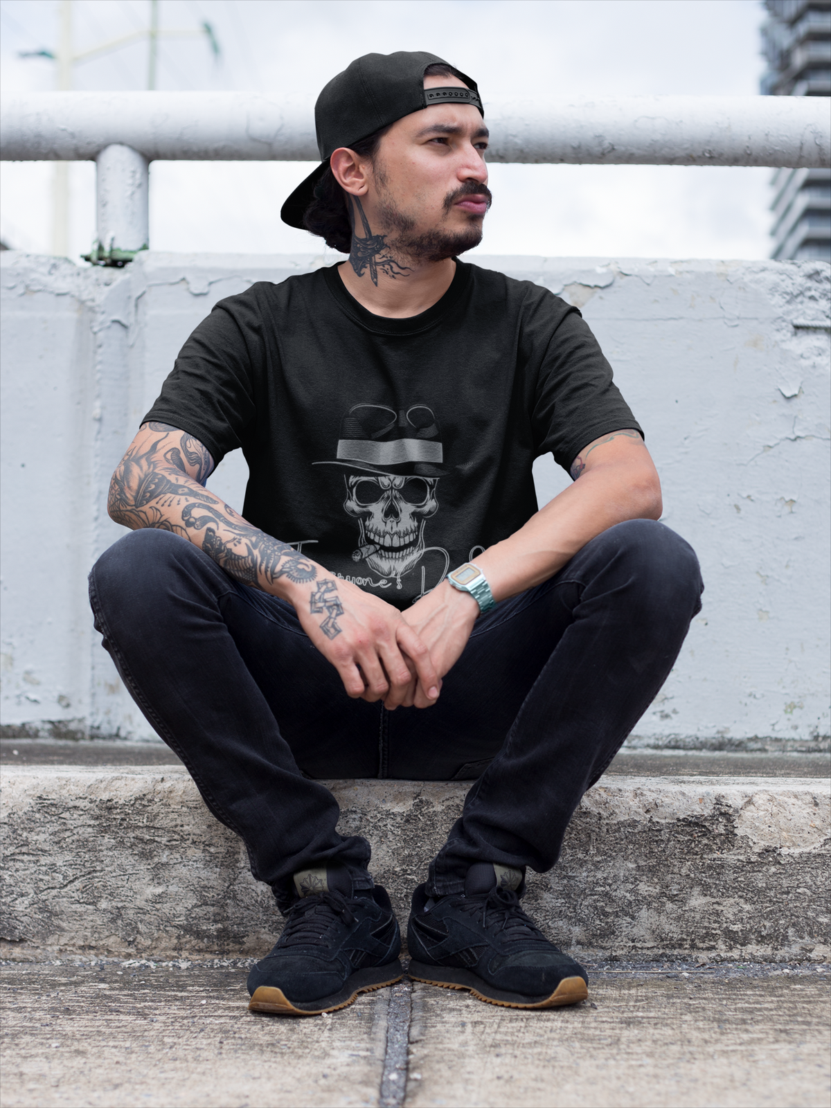 Skull with Fedora 'Everyone's Dad' Tee | Graphic Black T-Shirt