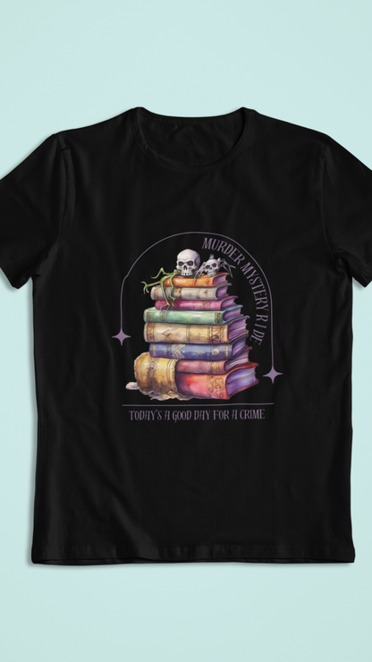 Stack of Spellbooks with Skull tee | Witchy Books T-Shirt