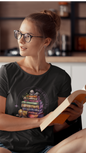 Stack of Spellbooks with Skull tee | Witchy Books T-Shirt