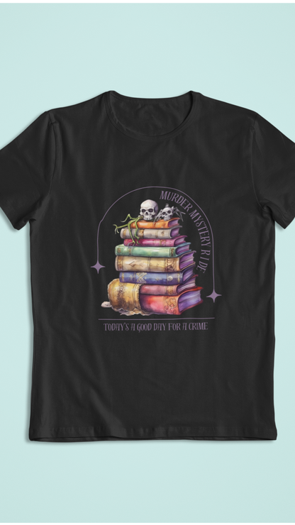 Stack of Spellbooks with Skull tee | Witchy Books T-Shirt