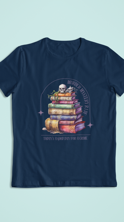 Stack of Spellbooks with Skull tee | Witchy Books T-Shirt
