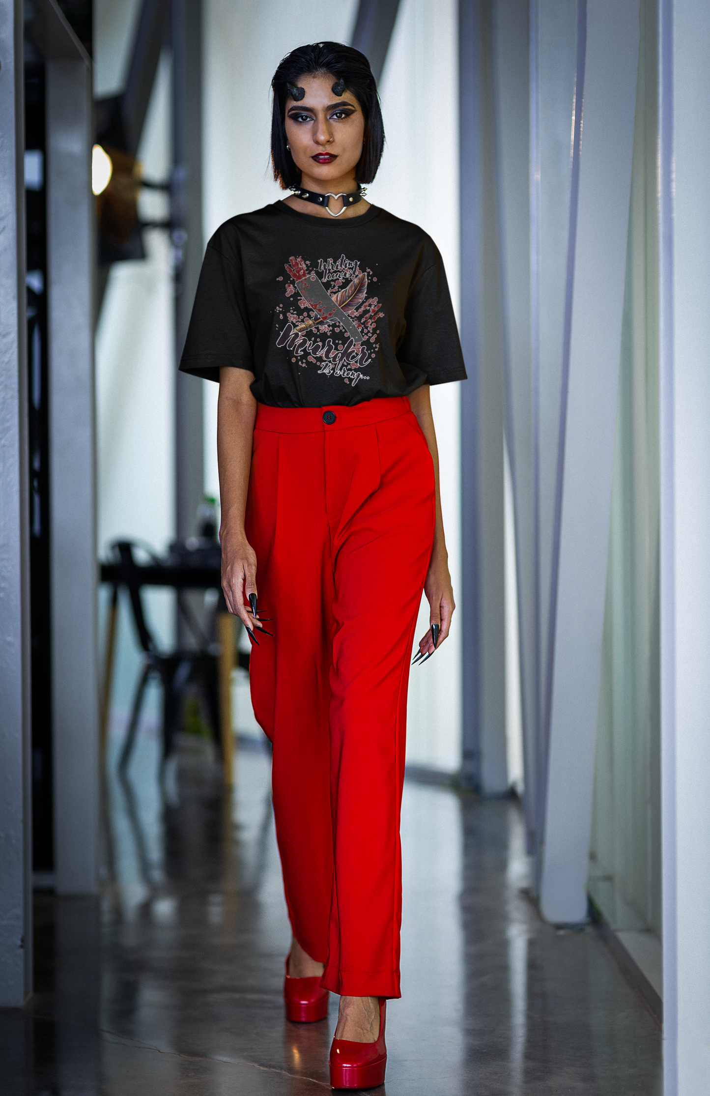 Murder Is Art tee | Bloody Knife & Paintbrush Illustration