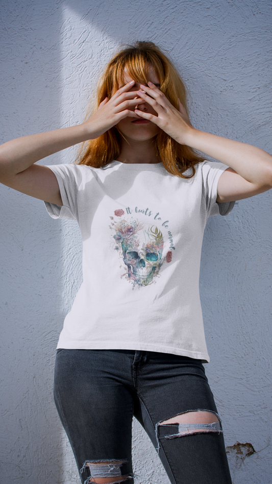 Skull with Flowers Tee | It Wants to Be Strong, Floral Watercolor Skull