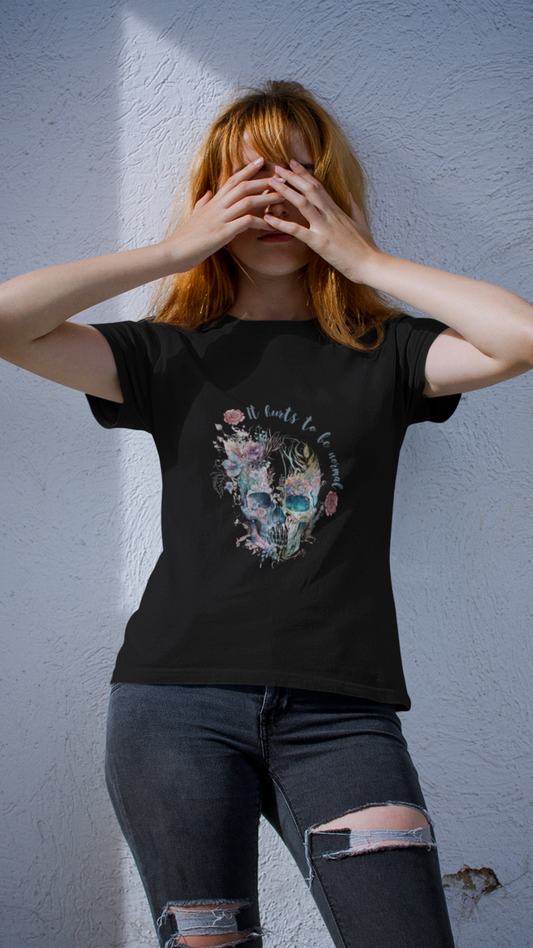 Skull with Flowers Tee | It Wants to Be Strong, Floral Watercolor Skull