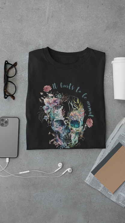 Skull with Flowers Tee | It Wants to Be Strong, Floral Watercolor Skull