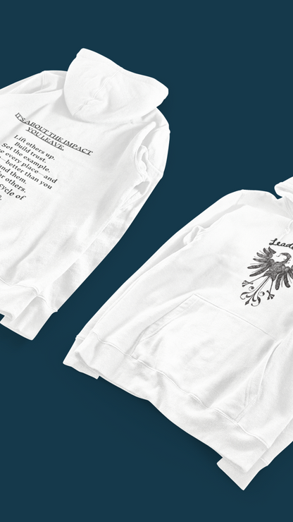 Black Heraldic Eagle crest Hoodie | Inspirational back text hoodie