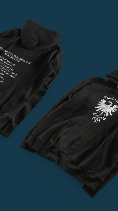Black Heraldic Eagle crest Hoodie | Inspirational back text hoodie