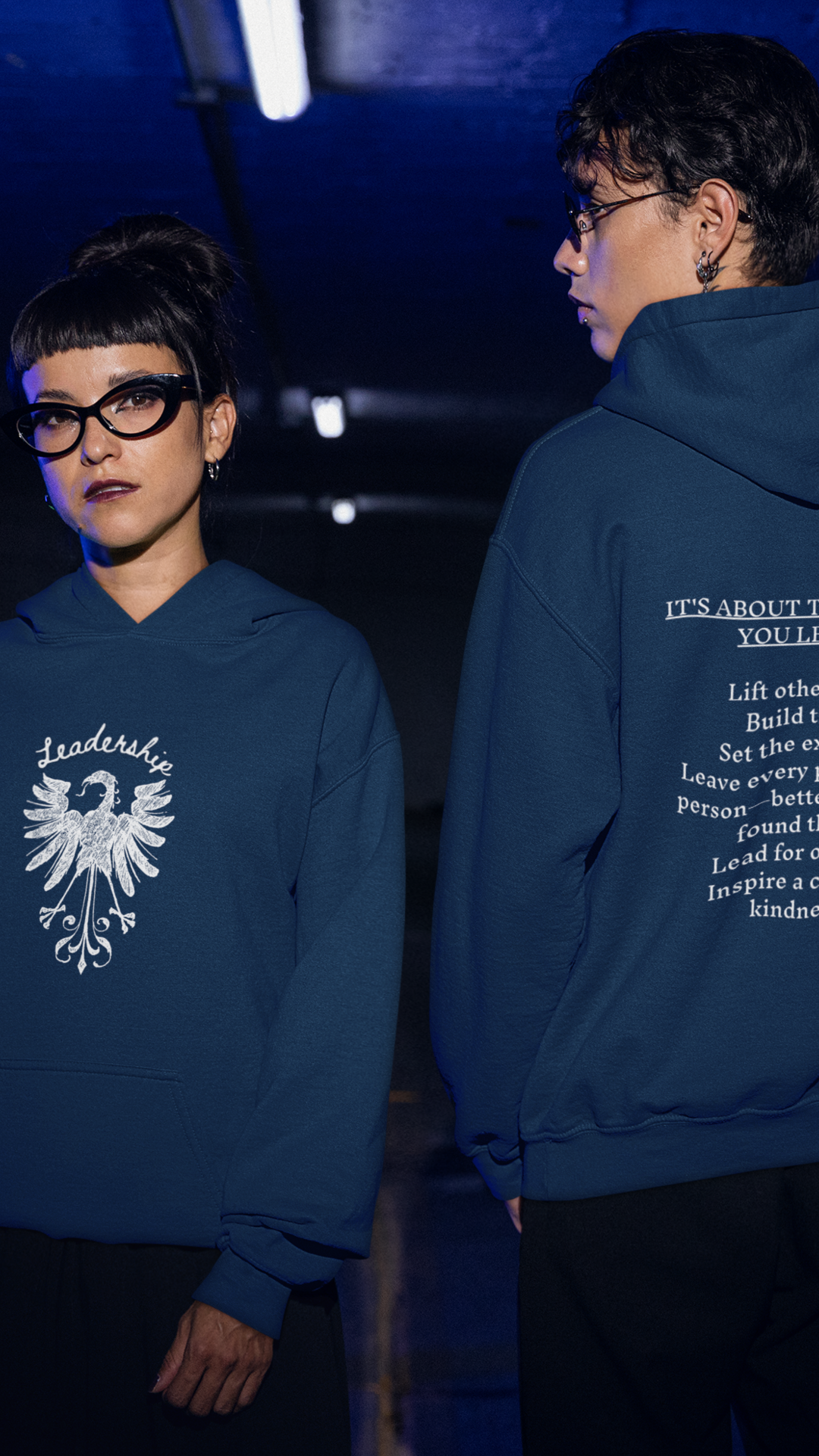 Black Heraldic Eagle crest Hoodie | Inspirational back text hoodie