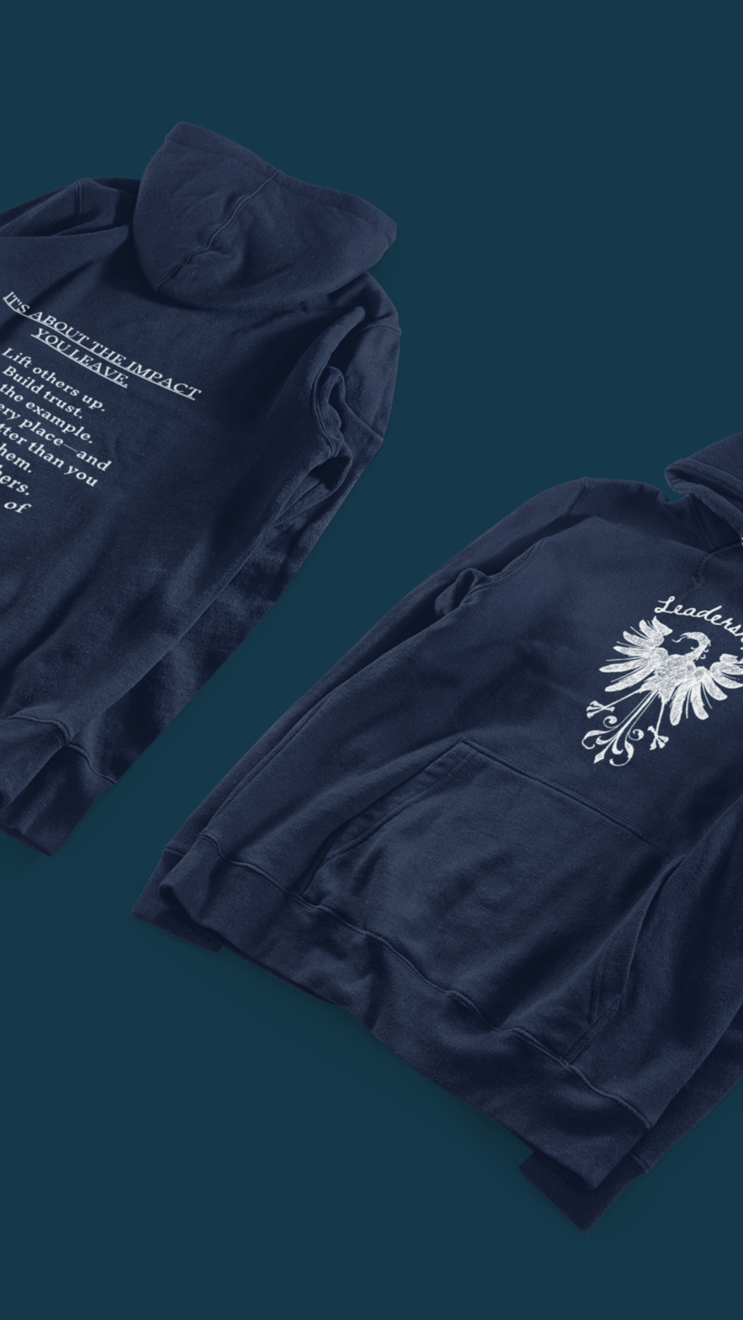 Black Heraldic Eagle crest Hoodie | Inspirational back text hoodie