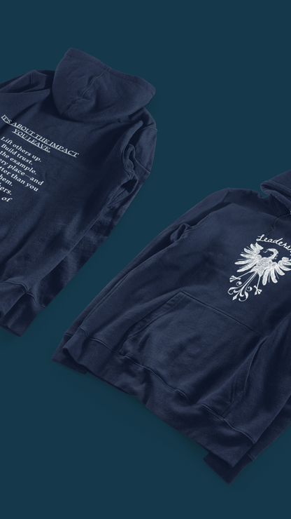 Black Heraldic Eagle crest Hoodie | Inspirational back text hoodie