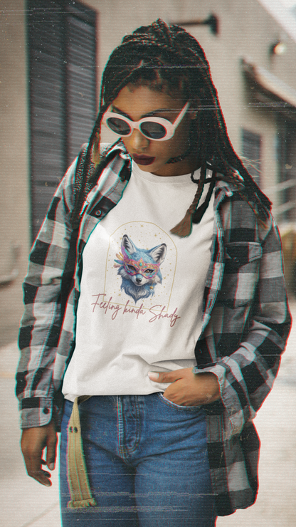 Colorful Fox Portrait Feeling Kinda Shady Tee | Animal Graphic Shirt