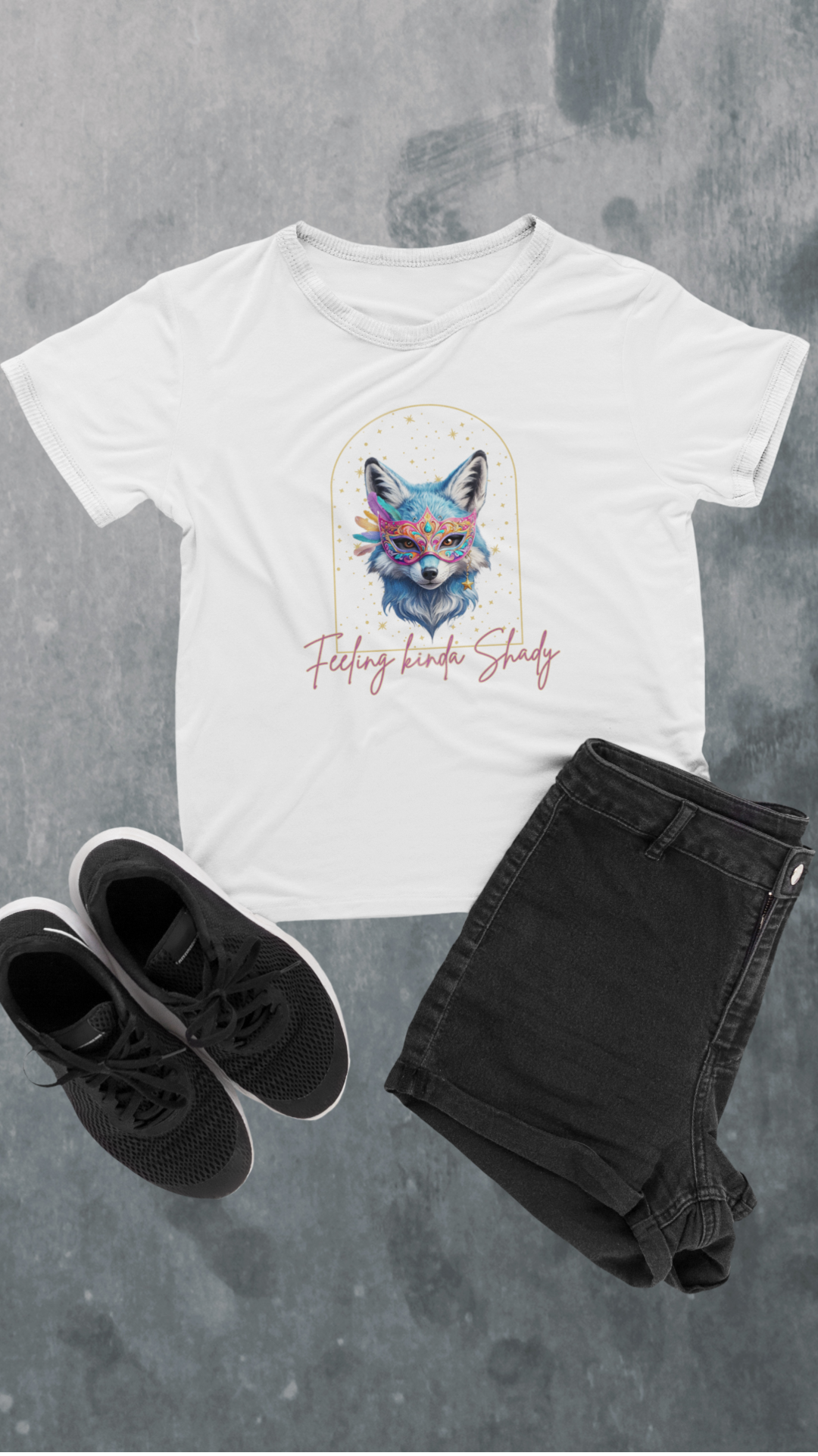 Colorful Fox Portrait Feeling Kinda Shady Tee | Animal Graphic Shirt
