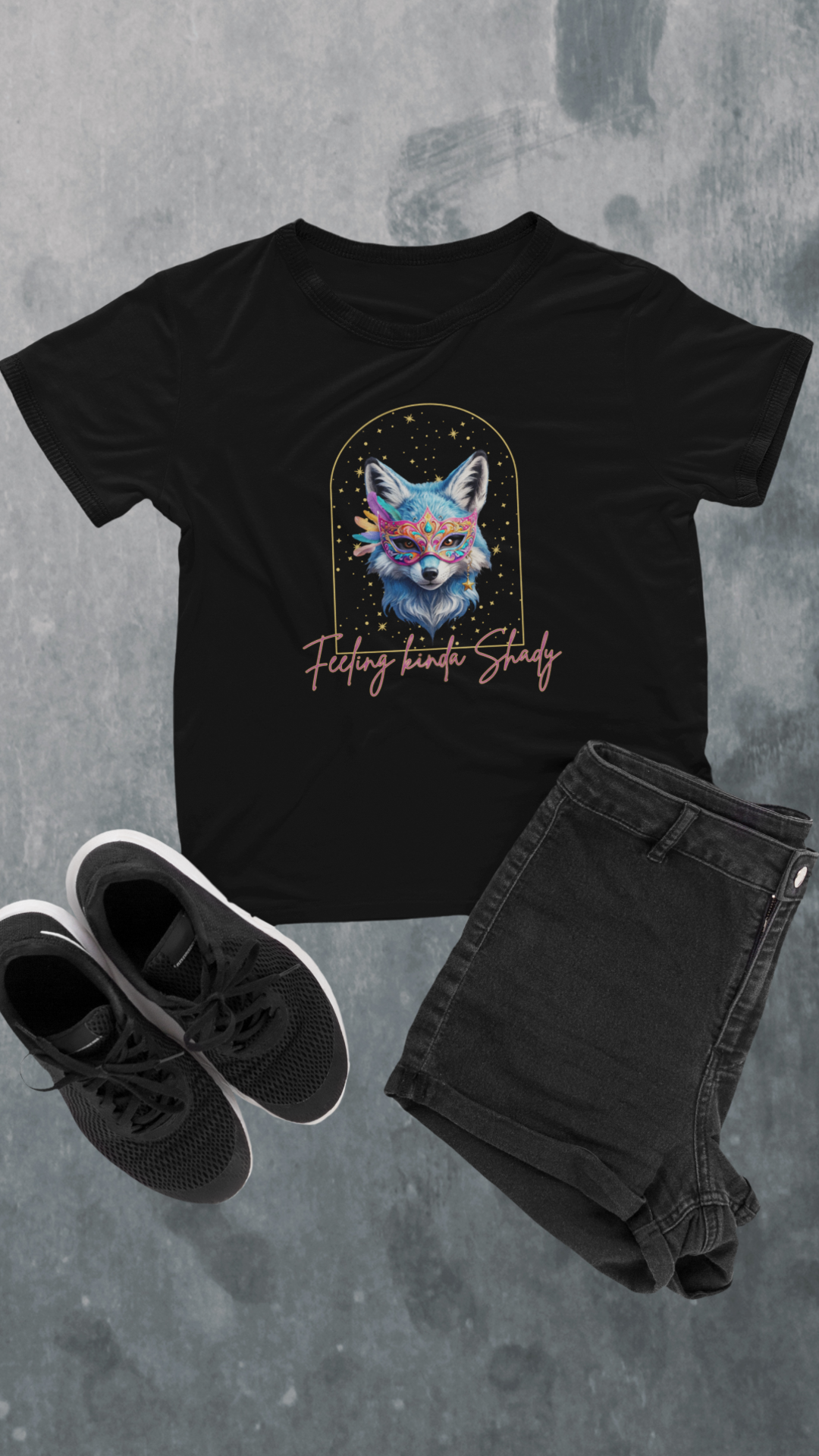Colorful Fox Portrait Feeling Kinda Shady Tee | Animal Graphic Shirt