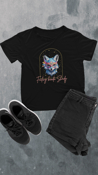 Colorful Fox Portrait Feeling Kinda Shady Tee | Animal Graphic Shirt