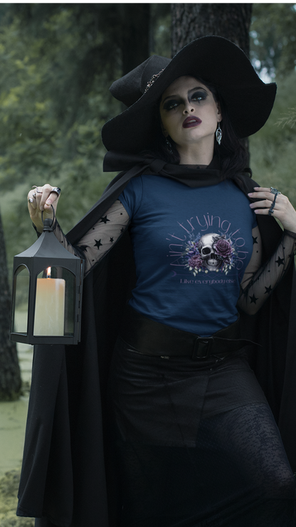 Floral Skull Illustration T-Shirt | Moon Phases Graphic Tee