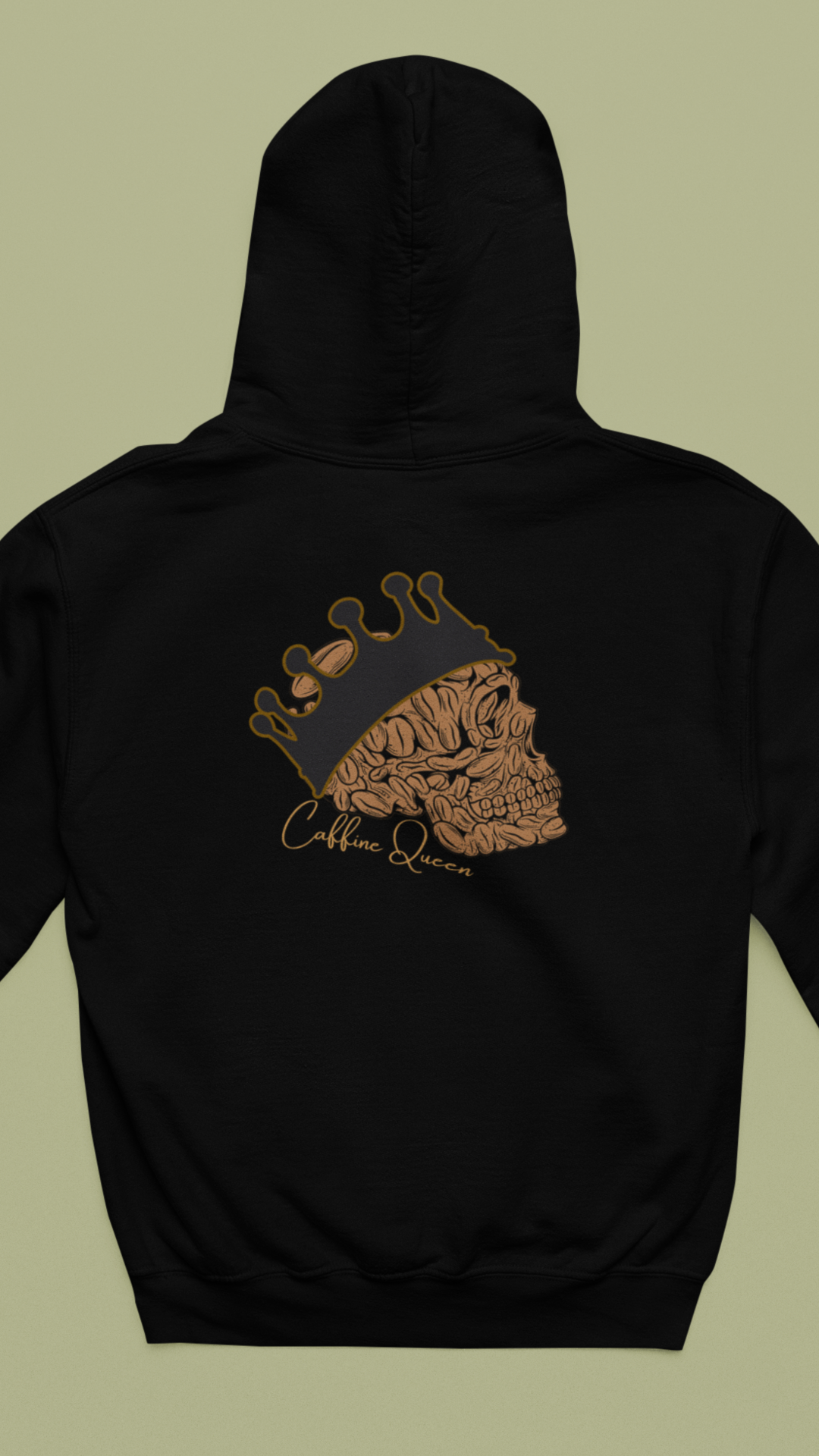 Skull Caffine Queen Illustration Hoodie | Crowned Skull Back Print
