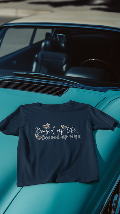 Bossed Up Wife Tee | Floral Bee Script Design