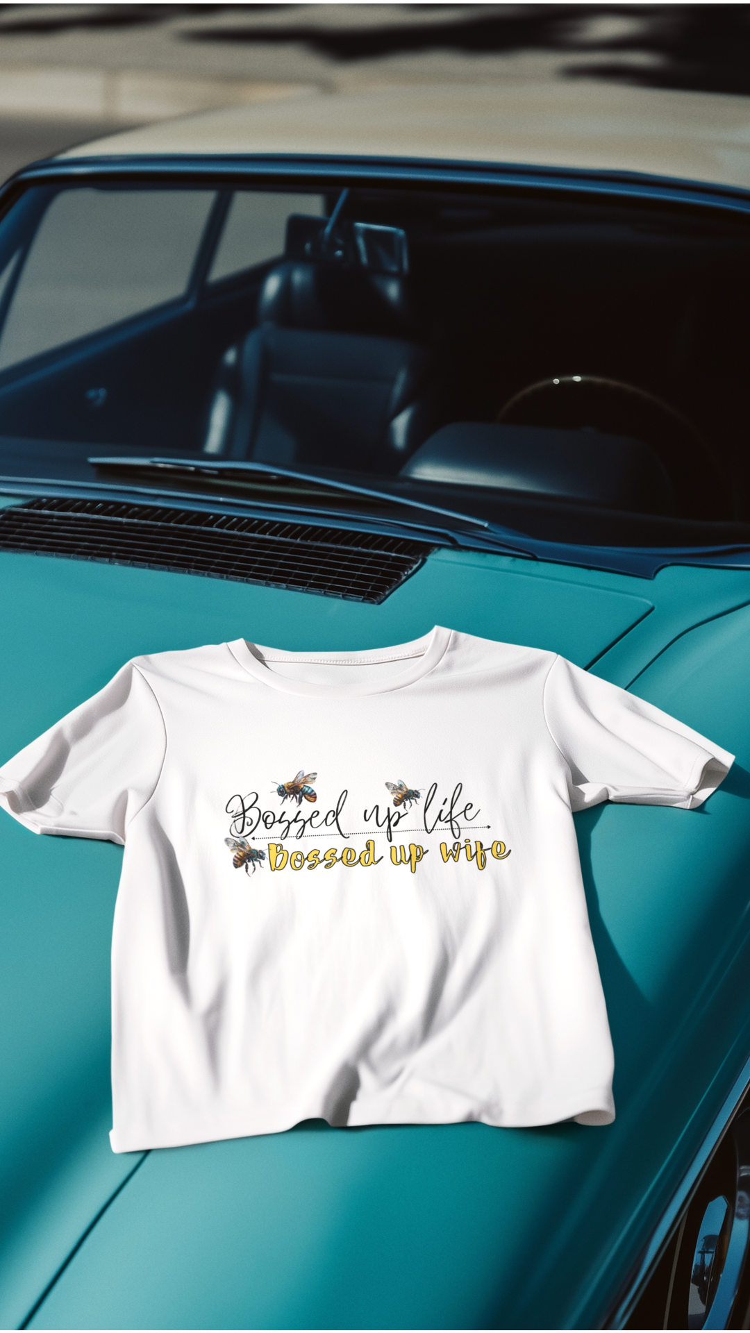 Bossed Up Wife Tee | Floral Bee Script Design