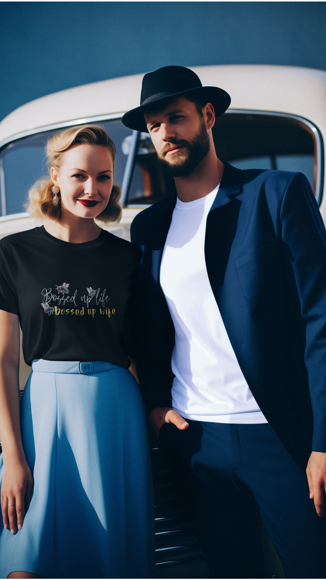 Bossed Up Wife Tee | Floral Bee Script Design