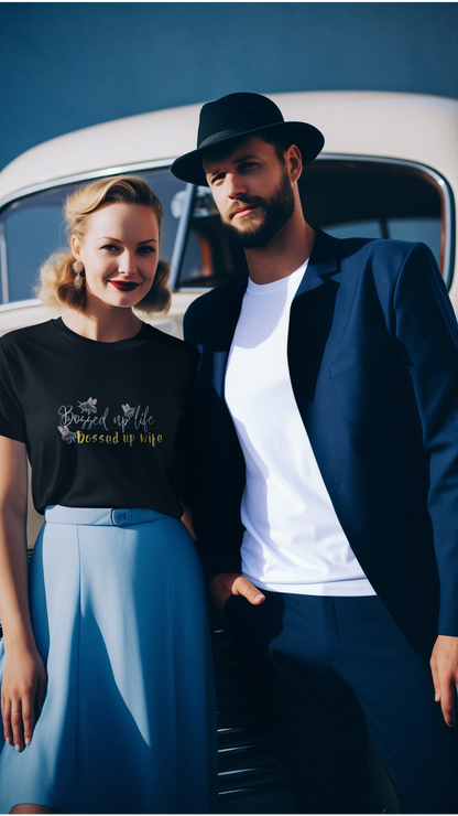 Bossed Up Wife Tee | Floral Bee Script Design
