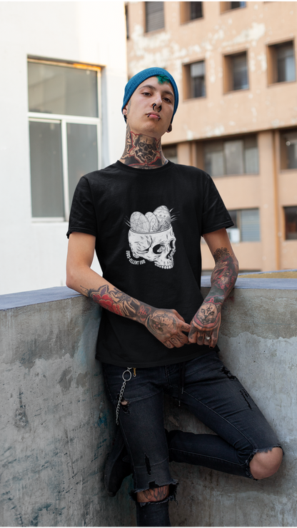 Skull with Nest and Eggs T-Shirt | Sketch Illustration, Gothic Nature Tee