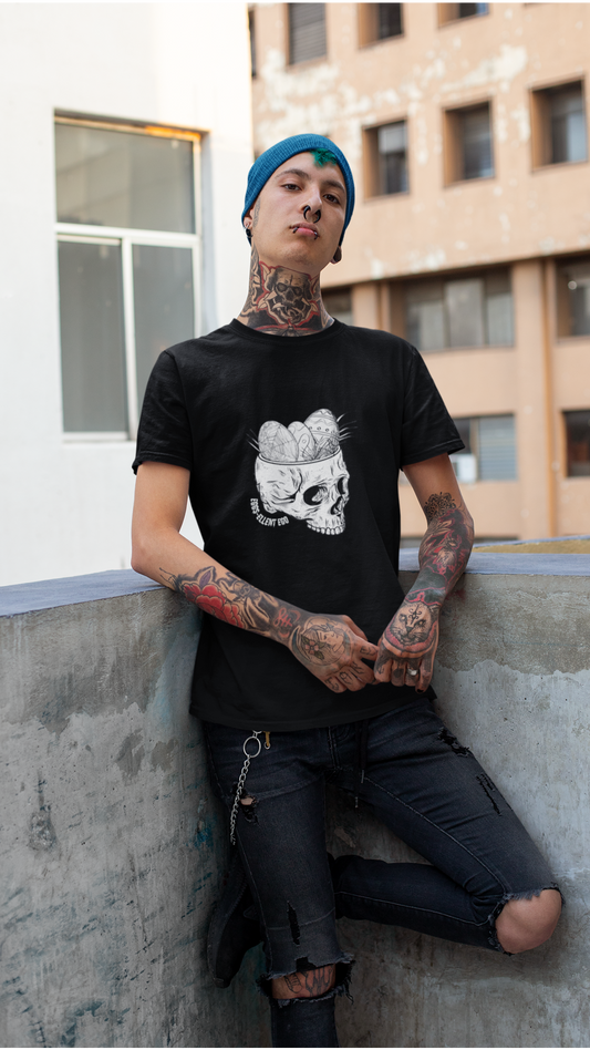 Skull with Nest and Eggs T-Shirt | Sketch Illustration, Gothic Nature Tee