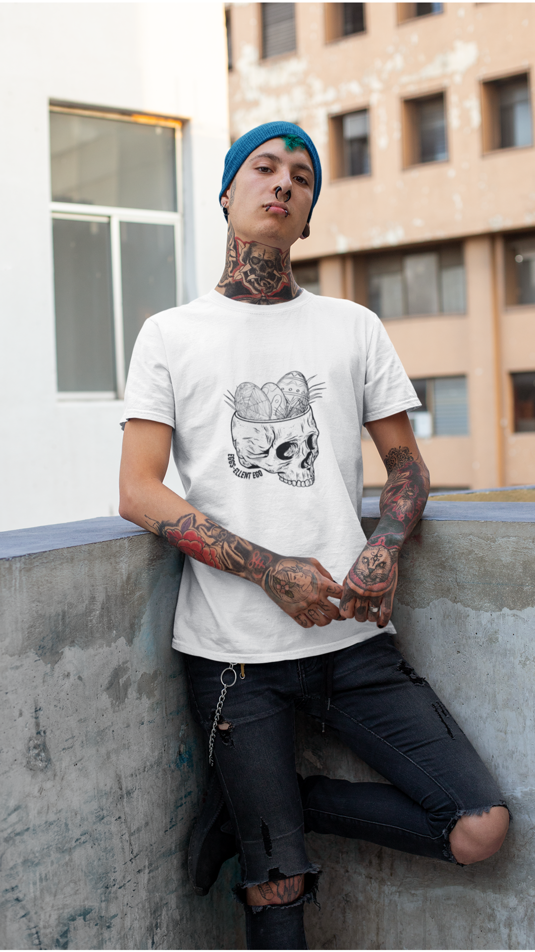 Skull with Nest and Eggs T-Shirt | Sketch Illustration, Gothic Nature Tee