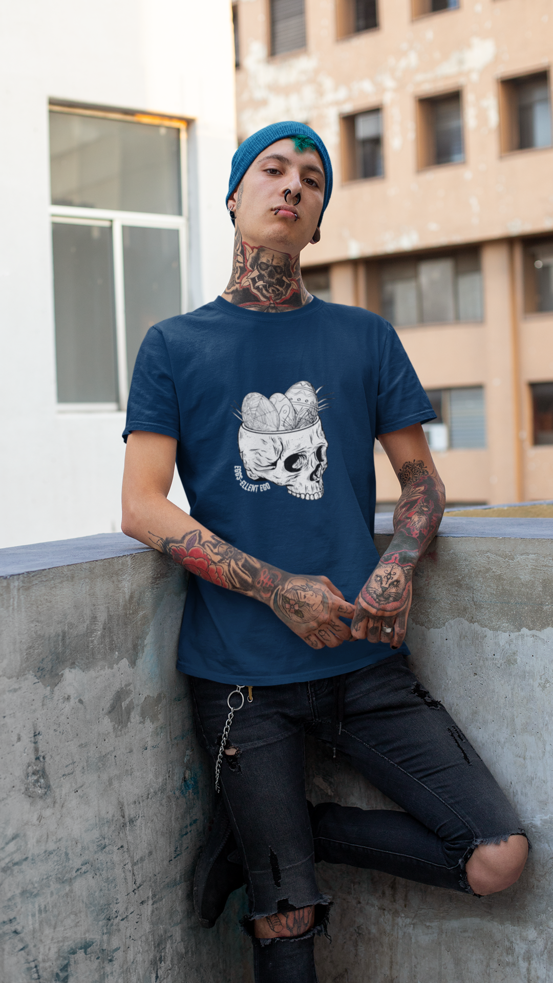 Skull with Nest and Eggs T-Shirt | Sketch Illustration, Gothic Nature Tee