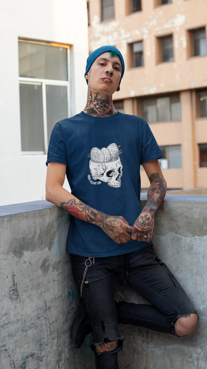 Skull with Nest and Eggs T-Shirt | Sketch Illustration, Gothic Nature Tee