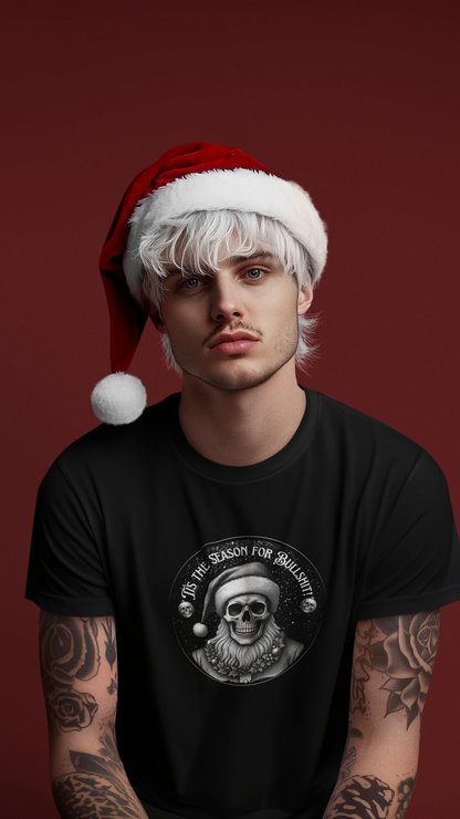 Skull with Santa Hat tee | Christmas Skeleton Holiday Shirt
