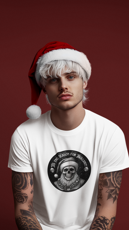 Skull with Santa Hat tee | Christmas Skeleton Holiday Shirt