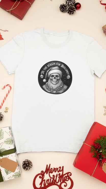 Skull with Santa Hat tee | Christmas Skeleton Holiday Shirt