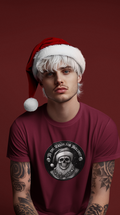 Skull with Santa Hat tee | Christmas Skeleton Holiday Shirt