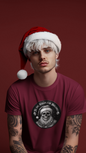 Skull with Santa Hat tee | Christmas Skeleton Holiday Shirt