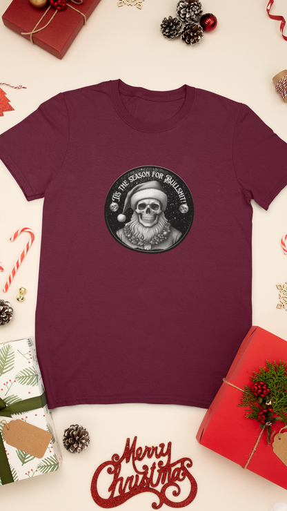 Skull with Santa Hat tee | Christmas Skeleton Holiday Shirt