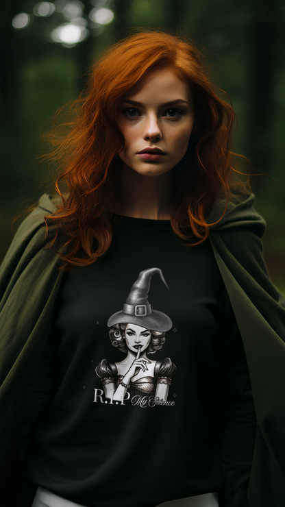 Retro Pinup Witch R.I.P. Crewneck Sweatshirt | Halloween Gothic
