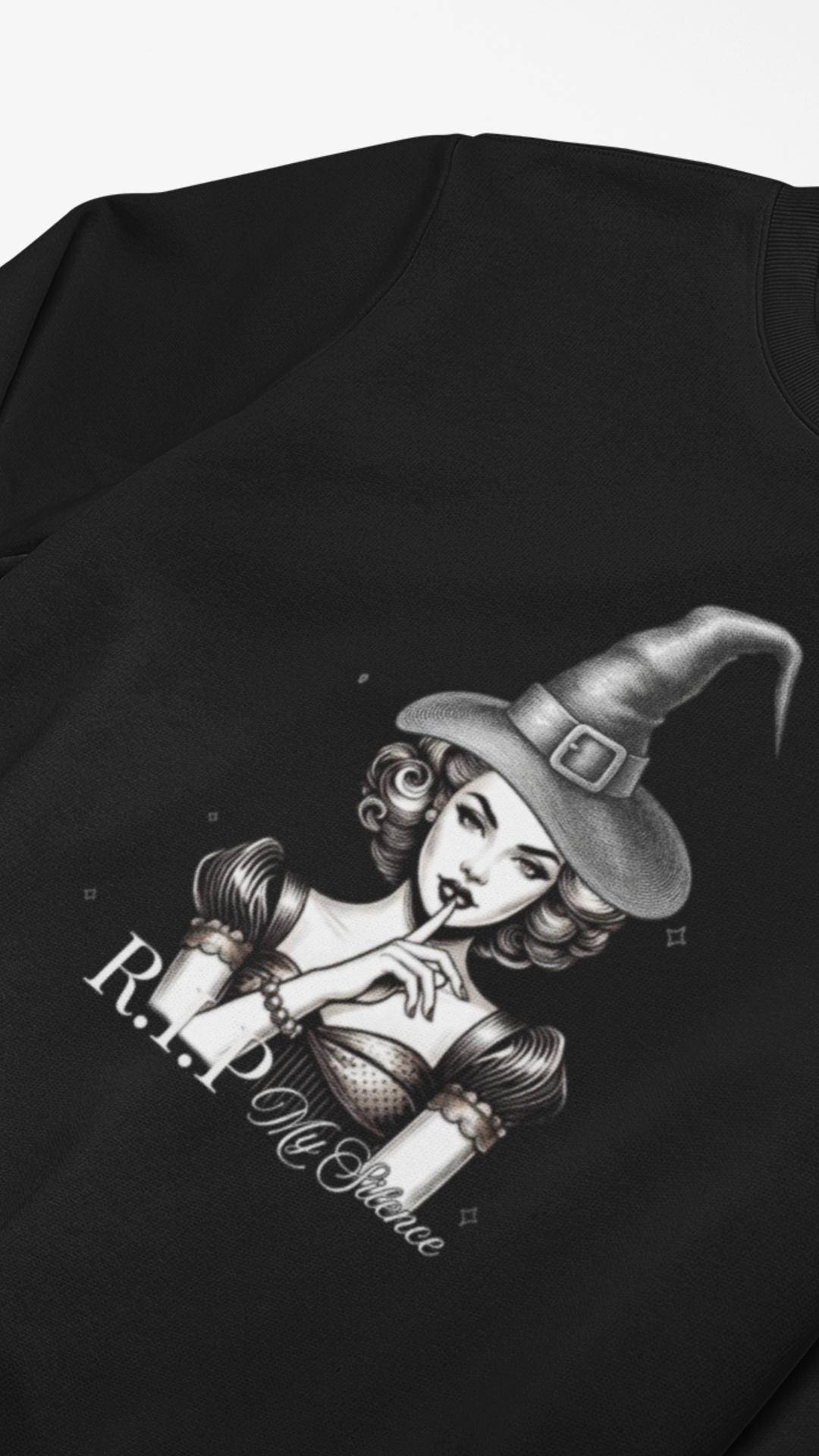 Retro Pinup Witch R.I.P. Crewneck Sweatshirt | Halloween Gothic