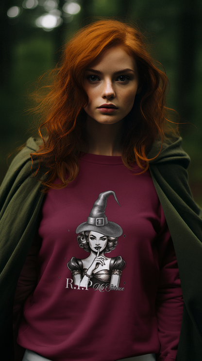 Retro Pinup Witch R.I.P. Crewneck Sweatshirt | Halloween Gothic